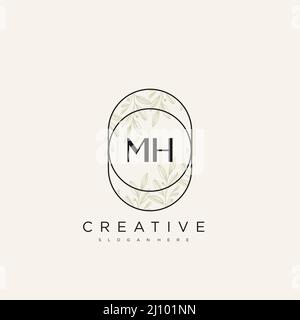 MH Initial Letter Flower Logo Template Vector premium vector Stock Vector