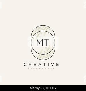 MT Initial Letter Flower Logo Template Vector premium vector Stock Vector