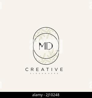 MD Initial Letter Flower Logo Template Vector premium vector Stock Vector