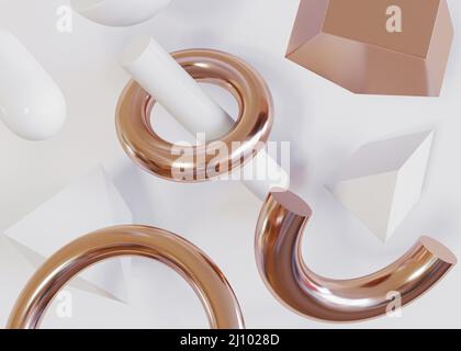 Halves rings geometric shapes background Stock Photo