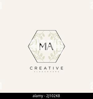 MA Initial Letter Flower Logo Template Vector premium vector Stock Vector