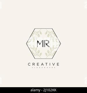 MR Initial Letter Flower Logo Template Vector premium vector Stock Vector