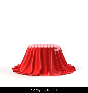 Round box covered with red fabric Stock Photo