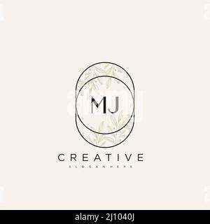 MJ Initial Letter Flower Logo Template Vector premium vector Stock Vector