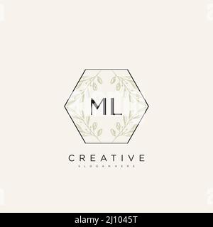 ML Initial Letter Flower Logo Template Vector premium vector Stock Vector