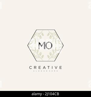 MO Initial Letter Flower Logo Template Vector premium vector Stock Vector