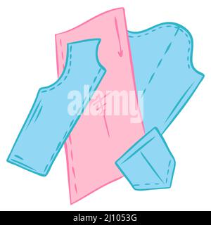 Patterns of fabric for clothes. Sewing and fashion designer tools. Stock Vector