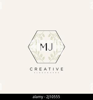 MJ Initial Letter Flower Logo Template Vector premium vector Stock Vector