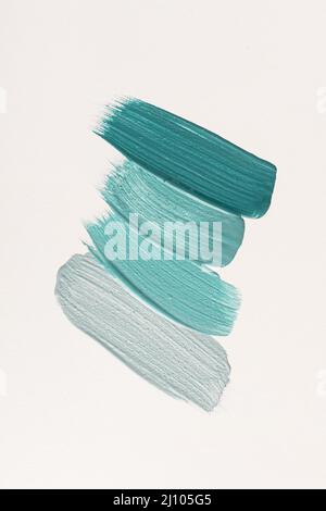 Flat lay blue paint brush strokes Stock Photo