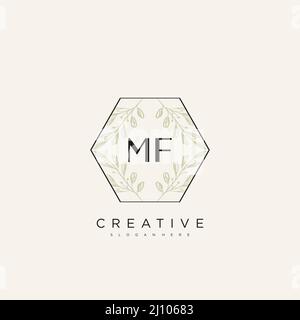MF Initial Letter Flower Logo Template Vector premium vector Stock Vector