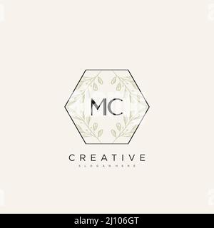 MC Initial Letter Flower Logo Template Vector premium vector Stock Vector