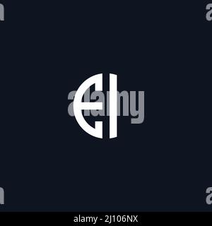 Circle initial based logo icon letter EI Stock Vector