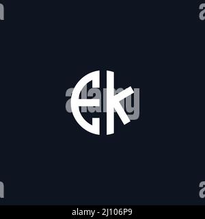 Circle initial based logo icon letter EK Stock Vector