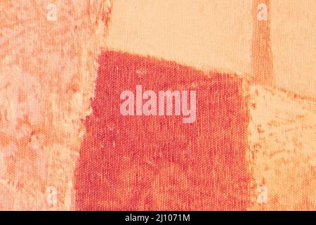 Abstract art background red and coral colors. Watercolor painting on canvas with beige gradient. Fragment of artwork on paper with peach geometric pat Stock Photo