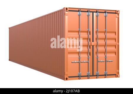 Brown ship cargo container side view 40 feet length Stock Photo