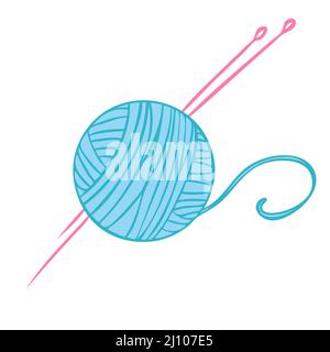 Yarn for knitting. Sewing and fashion designer tools. Vector illustration Stock Vector