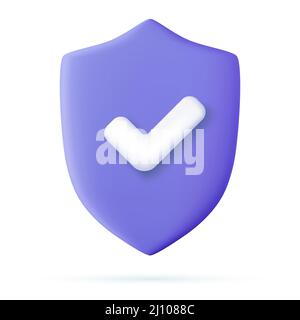 3d Shield protected icon with check Stock Vector
