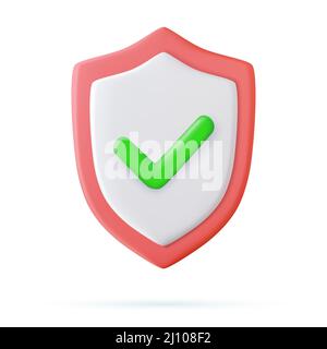 3d Shield protected icon with check Stock Vector