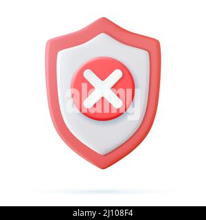 3d Shield with decline icon Stock Vector