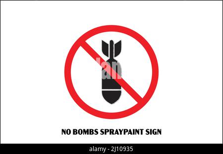 Stop the bombs graffiti antiwar sign. Anti violence design, ban the aviation bombing vector icon. Stock Vector