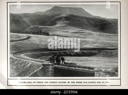 Majuba Hill on which the famous victory of the Boers was Gained on February 27 1881 Black and white photograph from the book ' South Africa; its history, heroes and wars ' by William Douglas Mackenzie, and Alfred Stead, Publisher Chicago, Philadelphia : Monarch Book Company in 1890 Stock Photo