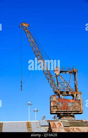 Old dockyard crane, Chatham Historic Dockyard, Kent, England Stock Photo