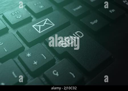 Keyboard with send button. Email marketing concept. Internet of things. Stock Photo