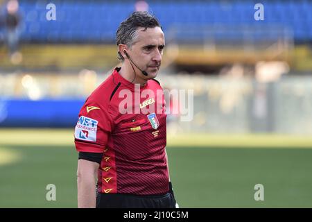 The referee Gianluca Aureliano during the Italian soccer Serie B match AC  Pisa vs AS Cittadella on March 20, 2022 at the Arena Garibaldi in Pisa,  Italy (Photo by Gabriele Masotti/LiveMedia/NurPhoto Stock