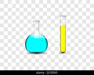 Flask, laboratory, chemistry set. Vector illustration. Stock Vector