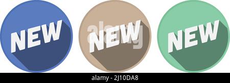round NEW sticker or badge with drop shadow, vector illustration Stock Vector