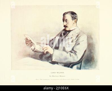 Lord Milner Alfred Milner, 1st Viscount Milner, KG, GCB, GCMG, PC (23 March 1854 – 13 May 1925) was an English statesman and colonial administrator who played a role in the formulation of British foreign and domestic policy between the mid-1890s and early 1920 from the book ' South Africa and the Transvaal war ' by Louis Creswicke, Publisher; Edinburgh : T. C. & E. C. Jack 1900 Stock Photo