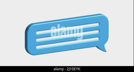 Blue chat bubble 3d isolated on white. 3d Glossy vector.  Stock Vector