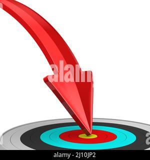 red arrow and dartboard on white background. Isolated 3D illustration Stock Photo