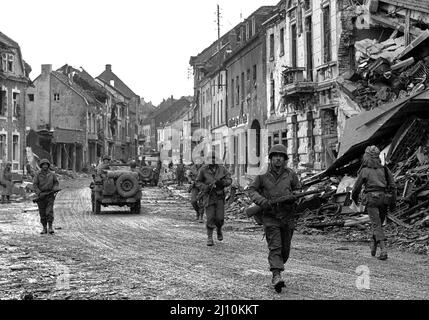 American soldiers infantry  troops liberating northern France World War Two Europe 1945 Stock Photo