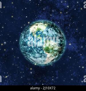 planet earth connected Stock Photo
