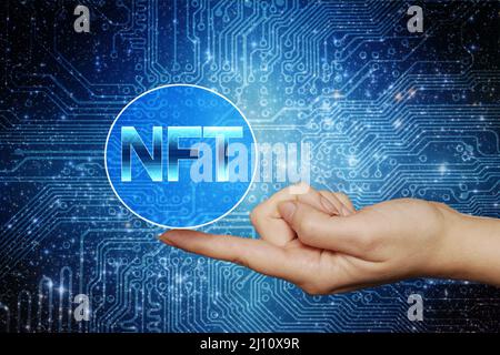 NFT - Non Fungible Token, concept illustration Stock Photo
