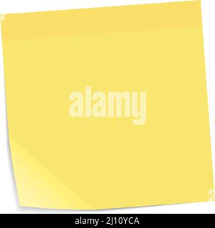 blank yellow sticky note with folded corner isolated on white background, vector illustration Stock Vector