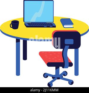 Creating workspace at home semi flat color vector object Stock Vector