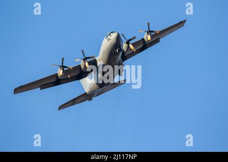 Lockheed C-130 Hercules aircraft in the air Stock Photo