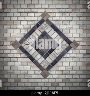 A view of an ornate brick wall texture with vignette. Stock Photo