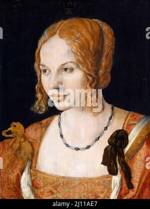 Portrait of a Young Venetian Woman by Albrecht Dürer (1471-1528), oil on wood, 1505 Stock Photo