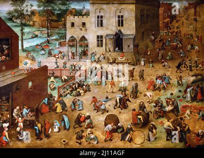 Children's Games by Pieter Bruegel the Elder, oil on wood, 1560 Stock Photo