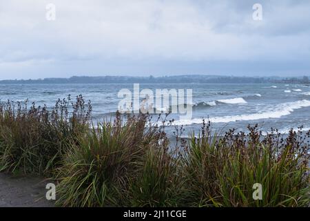 Waves in the Llanquihue Lake. Puerto Varas. Llanquihue Province. Los Lagos Region. Chile. Stock Photo