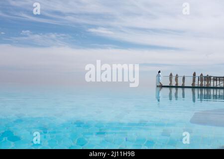 Luxury Resort Infinity Pool Stock Photo