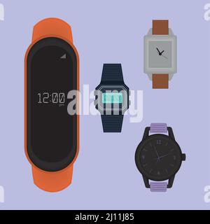 digital and analog watches Stock Vector