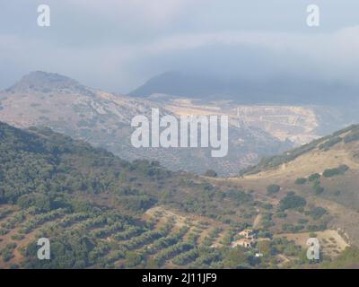 Mountain view of Jabalcuz with cloudy sky. Spain. Stock Photo