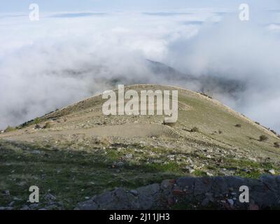 Mountain view of Jabalcuz with cloudy sky. Spain. Stock Photo