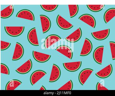 seamless pattern of lice of watermelon in blue background Stock Vector
