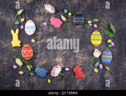 Easter cookies in shape of eggs and bunny Stock Photo