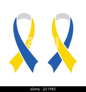 Yellow and blue support ribbons set Stock Vector